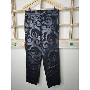 Krazy Larry Pull-on Ankle Pants Black Swirls Ladies size 10